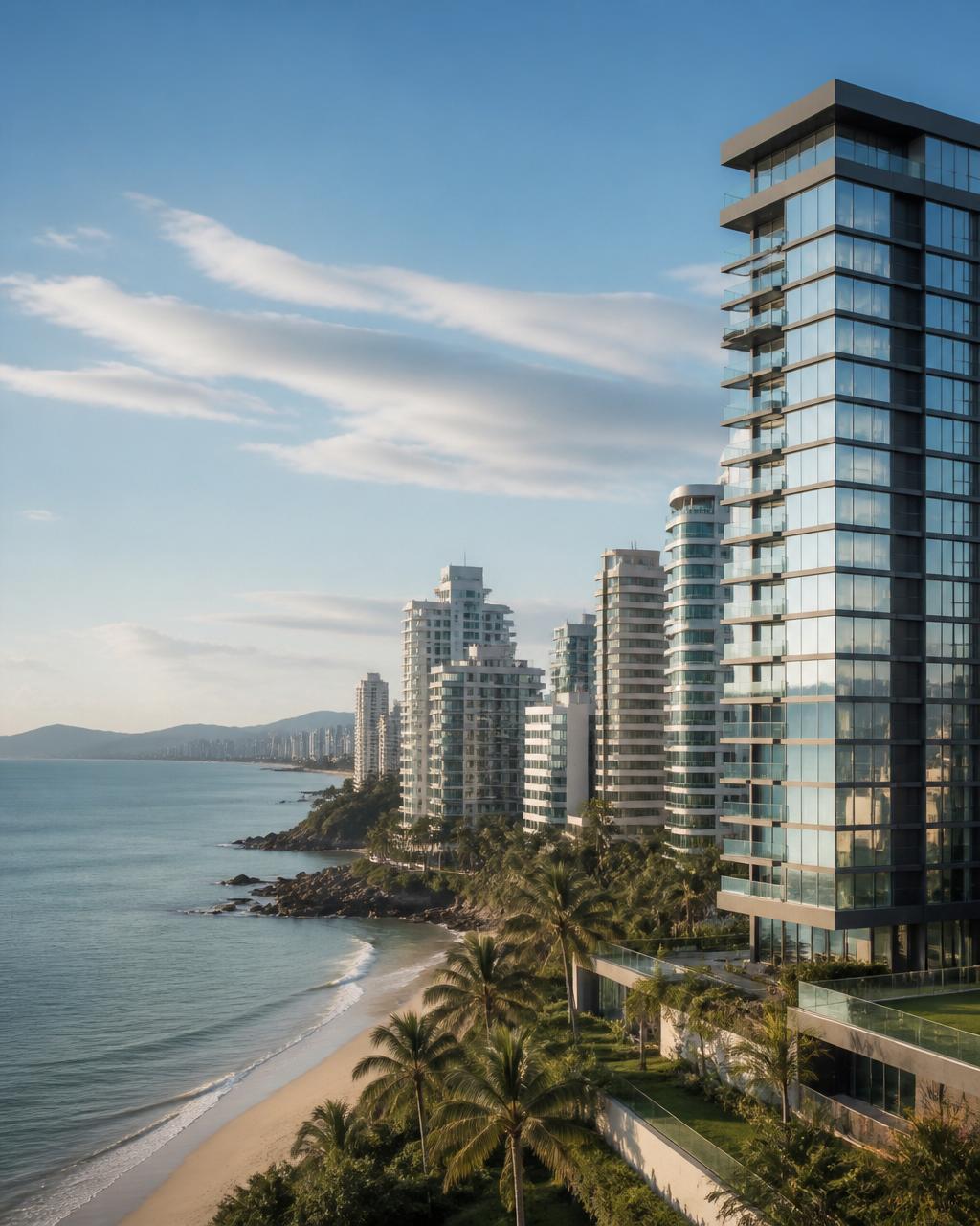 Skyline residencial no litoral norte de Santa Catarina